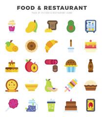Fototapeta na wymiar Food and Restaurant icons Pack. Flat icons set. Food and Restaurant collection set.