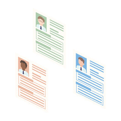 アイソメトリックで描いた履歴書のイラスト