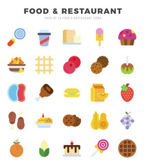 Set of Flat Food and Restaurant Icons. Flat art icon. Vector illustration