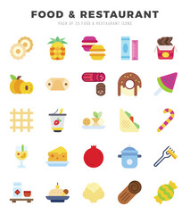 Food and Restaurant icons set. Collection of simple Flat web icons.