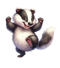 Cute Badger. Watercolor illustration on white background