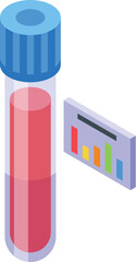 Blood test tube icon isometric vector. Treatment history. Computer health