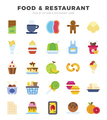Naklejka na ściany i meble Food and Restaurant elements. Flat web icon set. Simple vector illustration.