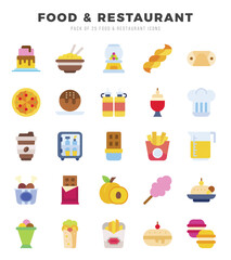 Food and Restaurant. Flat icons Pack. vector illustration.