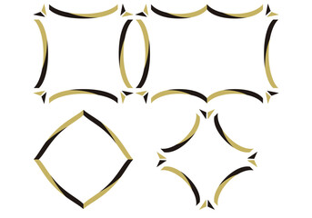 Hoja de iconos de marcos de lazos azul y dorado.