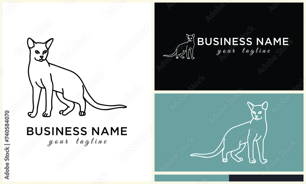 Wall mural line cat head logo template