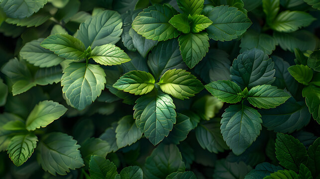 Close up of green greeping charlie,
Mint leaves HD 8K wallpaper Stock Photographic Image