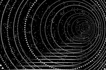 Steps to Heaven Isolated on Starry Night Sky Background. A Round Tunnel with a Staircase That Awaits Us. Abstract Panoramic Sky Map of Hemisphere. Raster. 3D Illustration