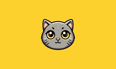 head cat big eye vector illustration mascot design