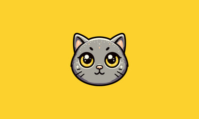 Fototapeta premium head cat big eye vector illustration mascot design