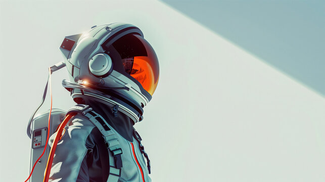 Futuristic Astronaut with a Sleek Space Suit Gazing at a Cosmic Horizon - generative AI