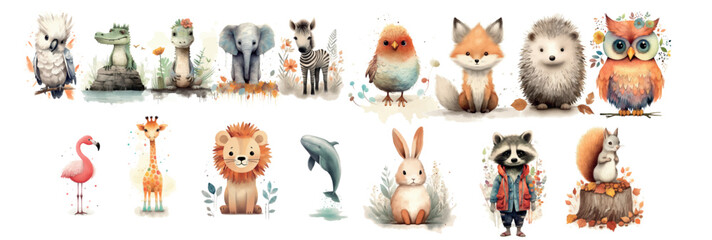 Whimsical Wildlife: A Vibrant Collection of Beautifully Illustrated Animals Amidst a Flourishing