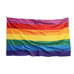 Flying LGBT flag isolated on white background