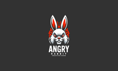 logo design of angry rabbit vector illustration flat design - obrazy, fototapety, plakaty