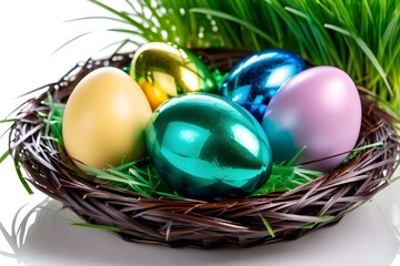 Ostern - Ostereier und Hasen, Osterdekoration, Symbolbild f&uuml;r Ostern - KI generiert