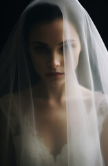 Portrait of bride with the veil. Wedding decoration.
​