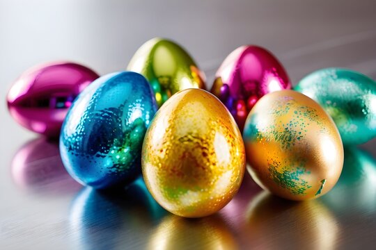 Ostern - Ostereier und Hasen, Osterdekoration, Symbolbild für Ostern - KI generiert