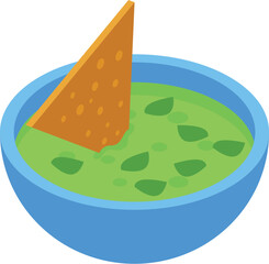 Green sauce nachos icon isometric vector. Food restaurant. Baked snack
