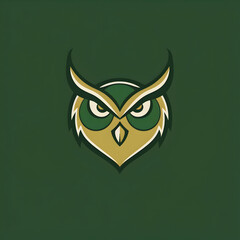 Naklejka premium A logo illustration of a wise owl on forest green background.
