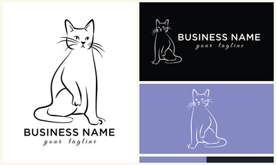 line cat head logo template