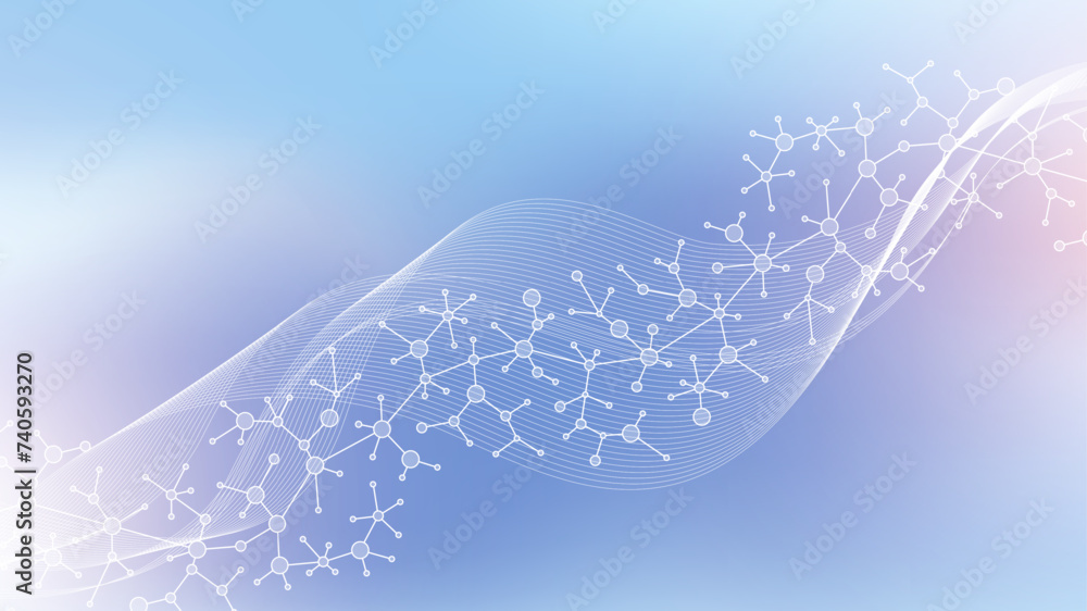 Aufkleber dna abstract background with deoxyribonucleic acid structure and cell molecules for science research