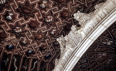 Interior ceiling with tiles San juan de los reyes Toledo Spain. Eighties.