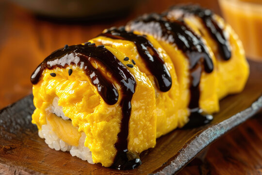 Delightful Tamago Nigiri Creation, street food and haute cuisine
