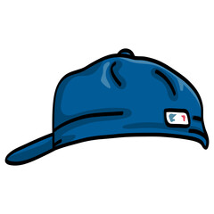 Blue Baseball Cap Hat Illustration - obrazy, fototapety, plakaty