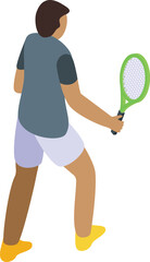Splash tennis player icon isometric vector. Court game. Racket ball shot