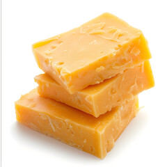 Cheddar cheese isolated on white background