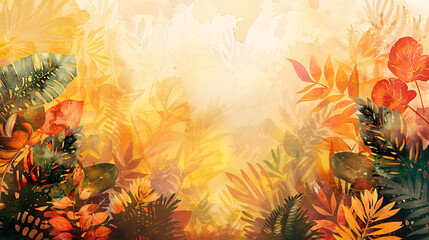 Watercolor image of Indian summer in the jungle rain.