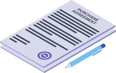 New car buy contract icon isometric vector. Service station. Rent location