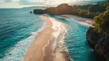 Papier Peint photo Couleur saumon Tropical beach landscape in sunny summer day. Turquoise waters. 300 dpi