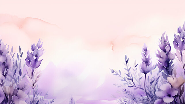 Watercolor lavender background with a copy space.