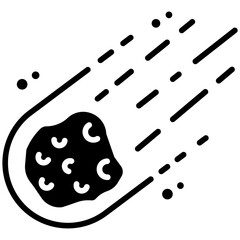 Asteroid rock glyph and line vector illustration