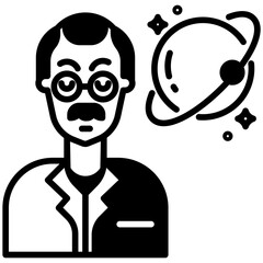 Space research glyph and line vector illustration