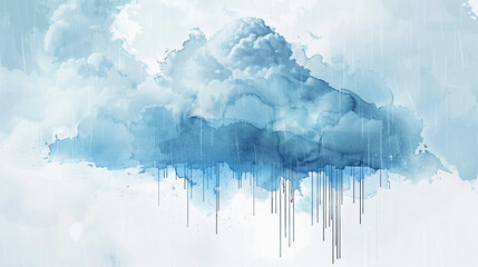 Watercolor rainy cloud. Vector illustration.