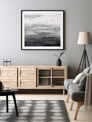 Ocean Shades: Bold Monochromatic Abstract Coastal Art Print in Grayscale Seascape
