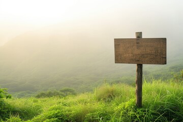 wooden sign on a meadow - Powered by Adobe