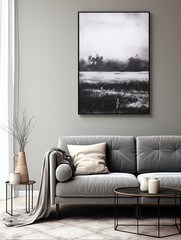Shade Transition: Monochromatic Abstract Landscape Poster in Bold Grayscale Field Art