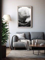 Monochrome Waves of the Sea: Bold Ocean Wall Decor in Gradient