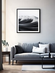 Monochrome Waves: Ocean Gradient Abstract Art for Bold Sea Wall Decor