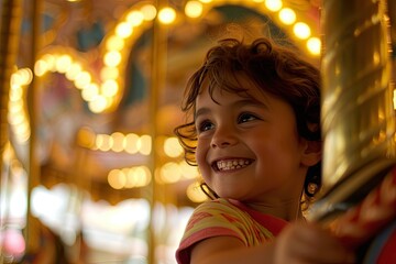 child on carousel