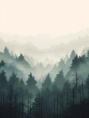 Forest Gradient: Bold Monochromatic Woodland Art Print featuring Tree Line Artwork