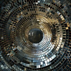 Circular Background made from Circles of Metal -Distorted and Elongated Forms - Hall of Mirrors Contrasting Lights and Darks Dotted Rectangular Fields Wallpaper created with Generative AI Technology