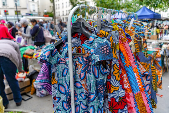 Paris france 5 may 2023 : african handcrafted items at the flea market