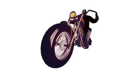 Motorcycle old school chopper machine 3d illustration render PNG