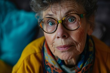 Portrait d'une vieille femme aux vêtements colorés » IA générative - obrazy, fototapety, plakaty