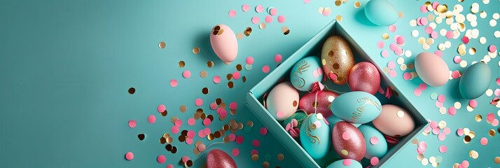 easter eggs in a blue box