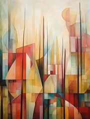 Contemporary Cubism Vintage Beauty: Abstract Landscape with Fragmented Views